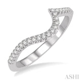 1/6 ctw Crescent Shape Round Cut Diamond Wedding Band in 14K White Gold