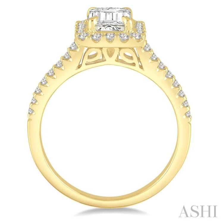 3/8 ctw Round Cut Diamond Semi-Mount Engagement Ring in 14K Yellow Gold