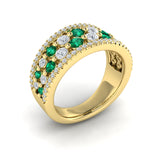 Diamond And Emerald Cluster Statement Ring