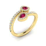 Diamond Wrapped Pear Ruby Ring