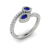 Diamond Wrapped Pear Blue Sapphire Ring