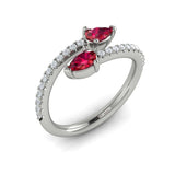 Diamond And Pear Ruby Wrap Ring