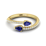 Diamond And Pear Blue Sapphire Wrap Ring
