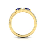 Diamond And Pear Blue Sapphire Wrap Ring