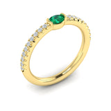 Diamond And Oval Emerald Centerstone Ring
