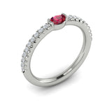Diamond And Oval Ruby Centerstone Ring
