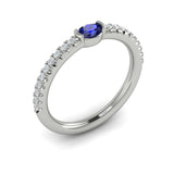 Diamond And Oval Sapphire Centerstone Ring
