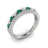 Diamond And Emerald Two Row Ring