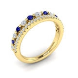 Diamond And Blue Sapphire Two Row Ring