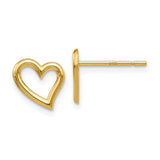 14k Gold Polished Open Heart Post Earrings