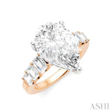1 1/4 Ctw Pear Shape Emerald and Round Cut Diamond Semi-Mount Engagement Ring in 14K Rose and White Gold