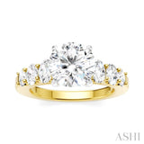 1 Ctw Round Shape Oval and Round Cut Diamond Semi-Mount Engagement Ring in 14K Yellow and White Gold