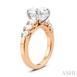 1 1/4 Ctw Oval Shape Oval and Round Cut Diamond Semi-Mount Engagement Ring in 14K Rose and White Gold