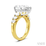 1 1/4 Ctw Pers Shape Oval and Round Cut Diamond Semi-Mount Engagement Ring in 14K Yellow and White Gold