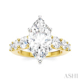 1 1/5 Ctw Marquise Shape Round Cut Diamond Semi-Mount Engagement Ring in 14K Yellow and White Gold