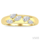 1/2 Ctw 5-Stone Pear and Marquise Cut Diamond Fashion Bold Band in 14K Yellow Gold