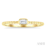 1/6 Ctw Bead Bijoux East-West Bezel Set Emerald CutDiamond Stackable Petite Fashion Ring in 14K Yellow Gold