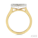 1/6 Ctw Fluted Texture Heart Shape Round Cut Diamond Pirouette Fashion Ring in 10K Yellow and White Gold
