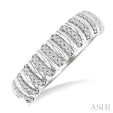 1/6 Ctw Ribbed Round Cut Diamond Pirouette Fashion Ring in 10K White Gold