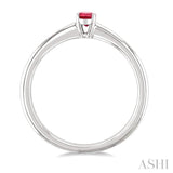 5x3 MM Oval Shape Ruby Precious Solitaire Ring in 14K White Gold