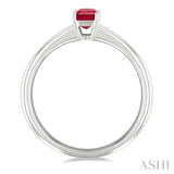 6x4 MM Octagon Shape Ruby Precious Solitaire Ring in 14K White Gold