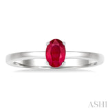 6x4 MM Oval Shape Ruby Precious Solitaire Ring in 14K White Gold