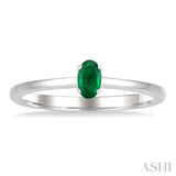 5x3 MM Oval shape Emerald Precious Solitaire Ring in 14K White Gold