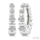 1/10 Ctw Bold Ribbed Single Cut Diamond Hoop Fashion Earrings in Sterling Silver
