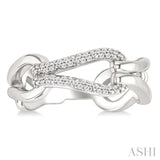 1/10 Ctw Round Cut Diamond Bold Knot Link Fashion Ring in Sterling Silver