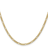 14K 24 inch 2.5mm Semi-Solid Figaro with Lobster Clasp Chain