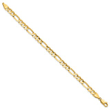 14K 8 inch 5.5mm Concave Open Figaro with Lobster Clasp Bracelet