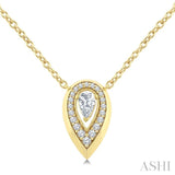 1/3 Ctw Open Window Pear and Round Cut Golden Glow Diamond Fashion Pendant With Chain in 14K Yellow Gold