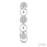 5 MM Bold Bead and 1/10 Ctw Round Cut Bead Bijoux Diamond Fashion Half Hoop Earrings in Sterling Silver