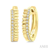 1/10 Ctw Fluted Round Cut Diamond Pirouette Petite Huggie Earrings in 10K Yellow Gold