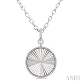 1/10 Ctw Round Fluted Medallion Round Cut Diamond Pirouette Pendant With Chain in Sterling Silver