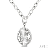 1/10 Ctw Round Fluted Medallion Round Cut Diamond Pirouette Pendant With Chain in Sterling Silver