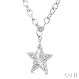 1/10 Ctw Star Fluted Medallion Round Cut Diamond Pirouette Pendant With Chain in Sterling Silver