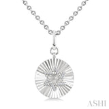 1/10 Ctw Round Fluted Medallion Round Cut Diamond Pirouette Star of David Pendant With Chain in Sterling Silver