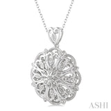 1/20 ctw Round Cut Diamond Medallion Pendant in Sterling Silver with Chain