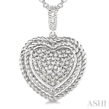 1/20 ctw Single Cut Diamond Heart Pendant in Sterling Silver with Chain