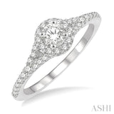 1/3 ctw Circular Mount Split Round Cut Diamond Semi Mount Engagement Ring in 14K White Gold