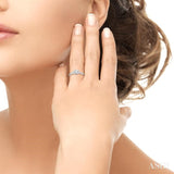 7/8 Ctw Pear and Round Cut Diamond Engagement Ring With 1/2 Ct Round Cut Center Stone in 14K White Gold