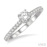 1/5 ctw Round Cut Diamond Semi Mount Engagement Ring in 14K White Gold