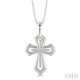 1/20 ctw Single Cut Diamond Cross Pendant in Sterling Silver with Chain