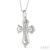 1/20 ctw Single Cut Diamond Cross Pendant in Sterling Silver with Chain