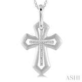 1/20 ctw Single Cut Diamond Cross Pendant in Sterling Silver with Chain