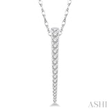 1/5 ctw Spike Round Cut Diamond Pendant With Link Chain in 14K White Gold