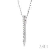 1/5 ctw Spike Round Cut Diamond Pendant With Link Chain in 14K White Gold