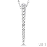 1/5 ctw Spike Round Cut Diamond Pendant With Link Chain in 14K White Gold