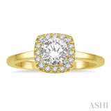 1/3 ctw Cushion Shape Halo Diamond Engagement Ring With 1/4 ct Round Cut Diamond Center Stone in 14K Yellow and White Gold